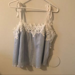 Light blue lace tank top Anthropologie